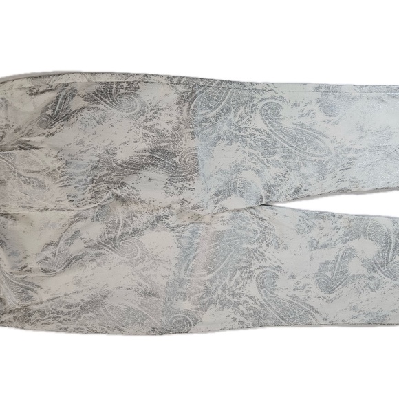 Peck & Peck Eva Crop Pants Womens 8 White Silver Accents Capris Pull-On Trousers - Picture 7 of 11